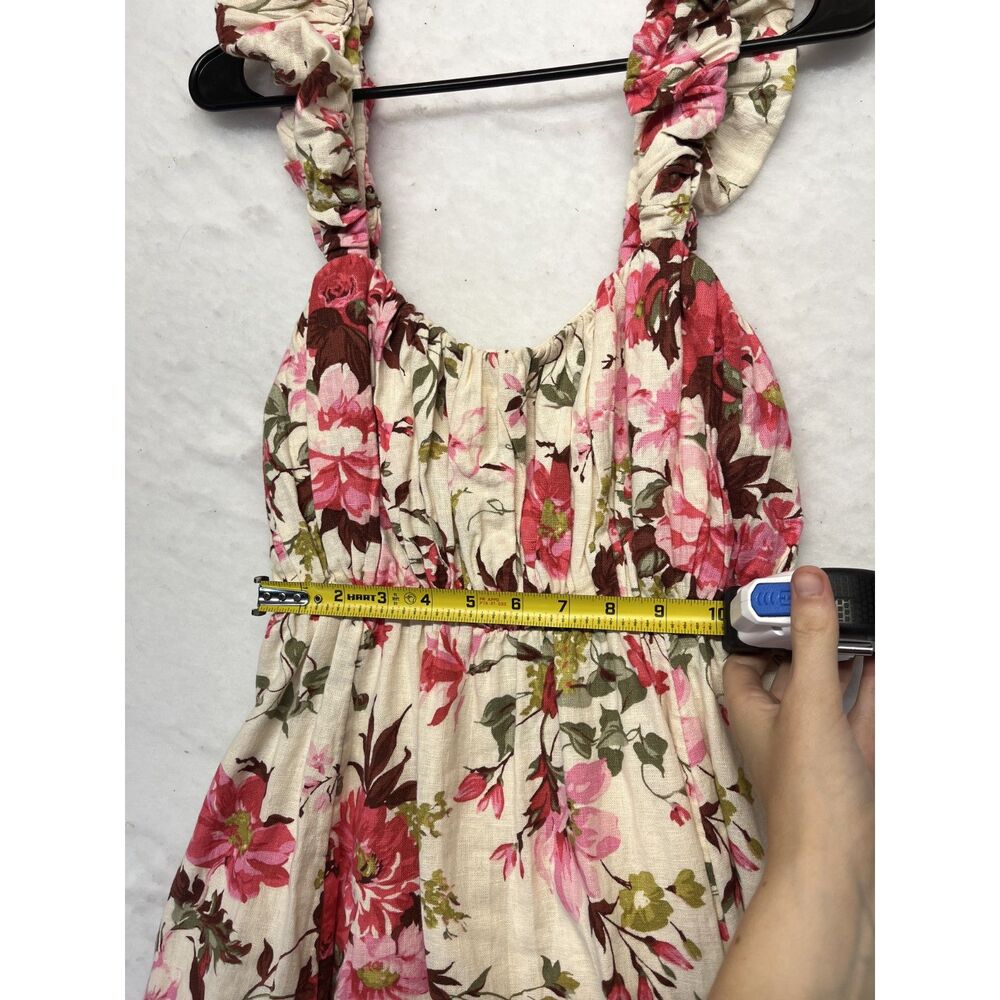 NWT Abercrombie & Fitch Babydoll Mini Dress Puff Strap cotton linen large tall - Picture 5 of 6